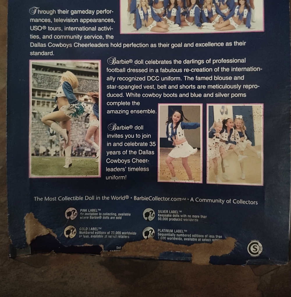 Mattel Collectors Edition Latina Dallas Cowboys Cheerleader Barbie Doll - Picture 7 of 15